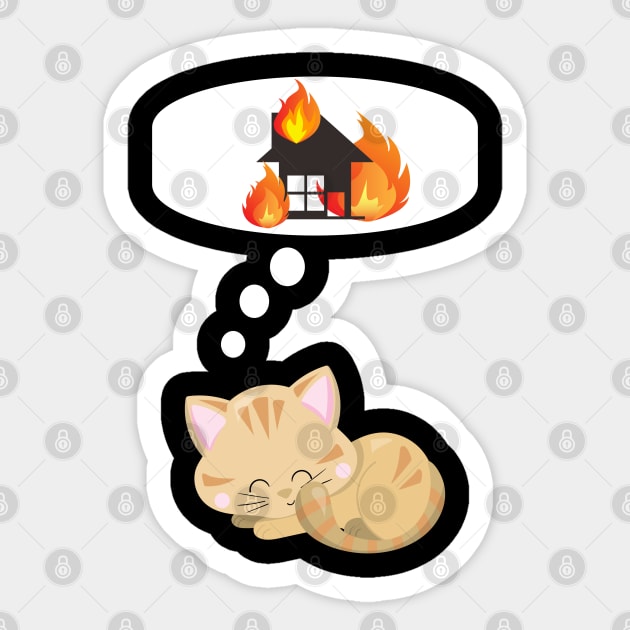 Funny Cute Dreaming of Destruction  Chaos Cat Gift Sticker by JPDesigns